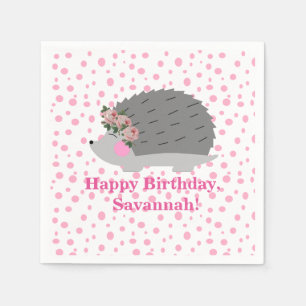 Personalised Hedgehog Birthday Napkin