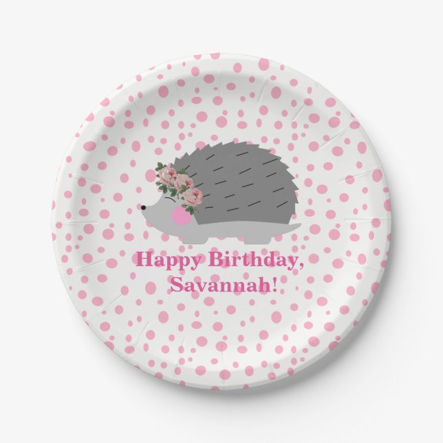 Personalised Hedgehog Birthday Paperplate Paper Plate (Front)