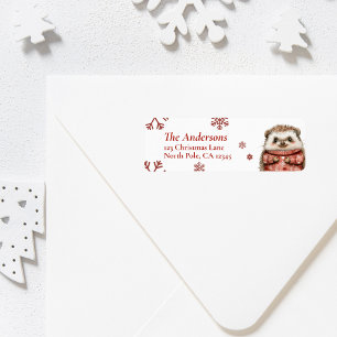 Personalised Hedgehog Christmas Return Label