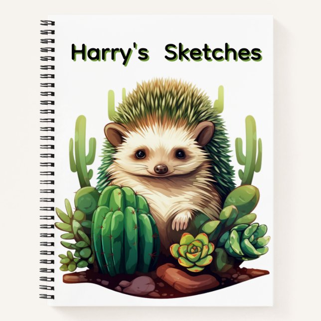 Personalised Hedgehog  Notebook (Front)