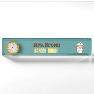 Personalised hedgehog school nurse desk nameplate