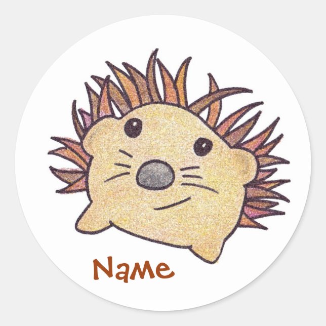 Personalised Hedgehog Sticker (Front)