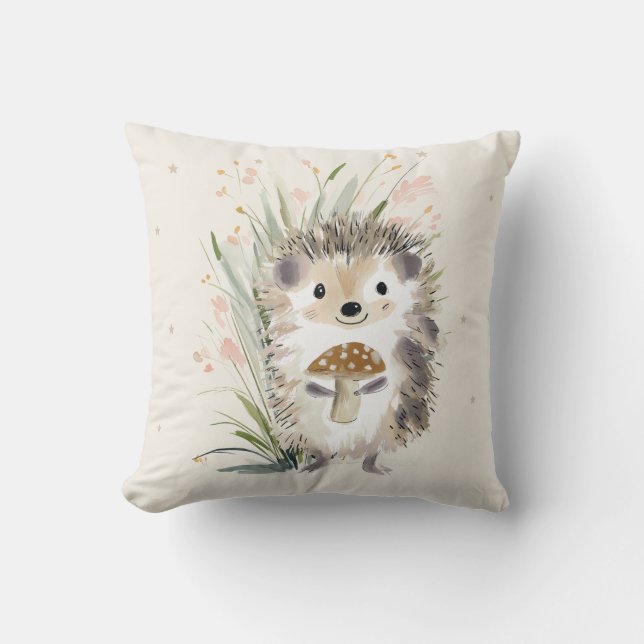 Personalised Hedgehog Throw Pillow (Front)