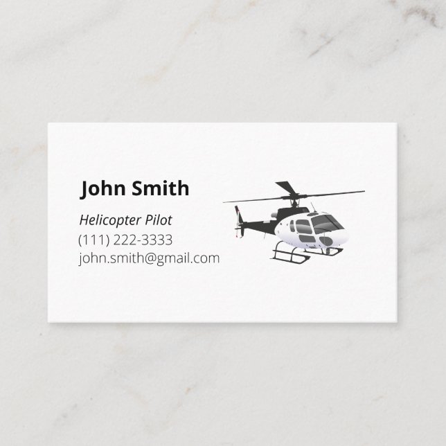 Personalised Helicopter Pilot Business Card (Front)