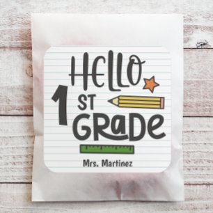 Personalised Hello 1st Grade Square Sticker