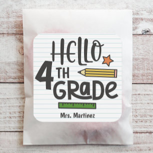 Personalised Hello 4th Grade Square Sticker