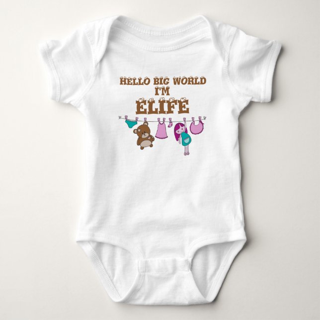 Personalised 'Hello BIG World' baby Baby Bodysuit (Front)