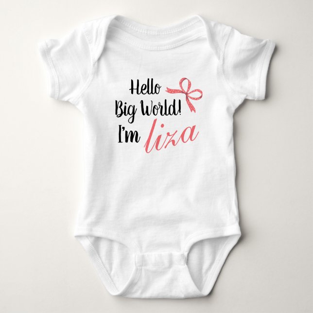 Personalised Hello Big World! I'm BABY NAME  Bodysuit (Front)