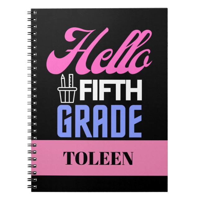 Personalised  Hello Fifth Grade                  Notebook (Front)