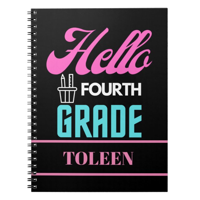 Personalised  Hello Fourth Grade                  Notebook (Front)