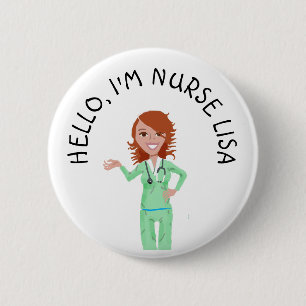 Personalised Hello Im Nurse (Add Name) Button