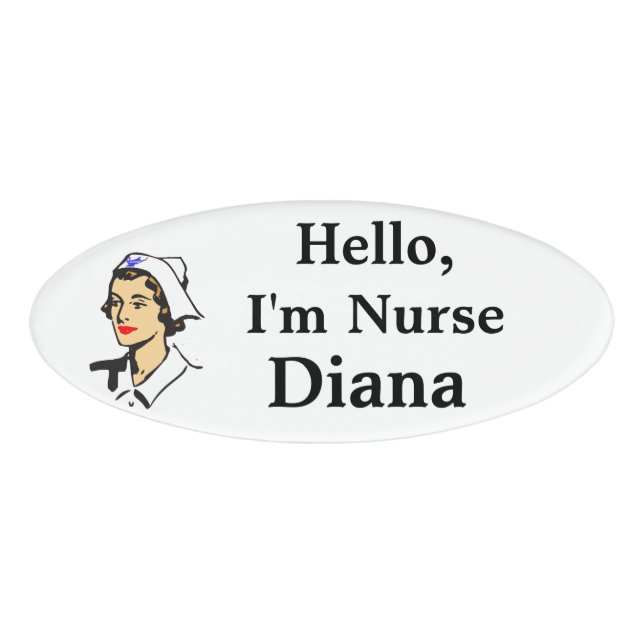 Personalised Hello, Im Nurse Name Tag (Front)