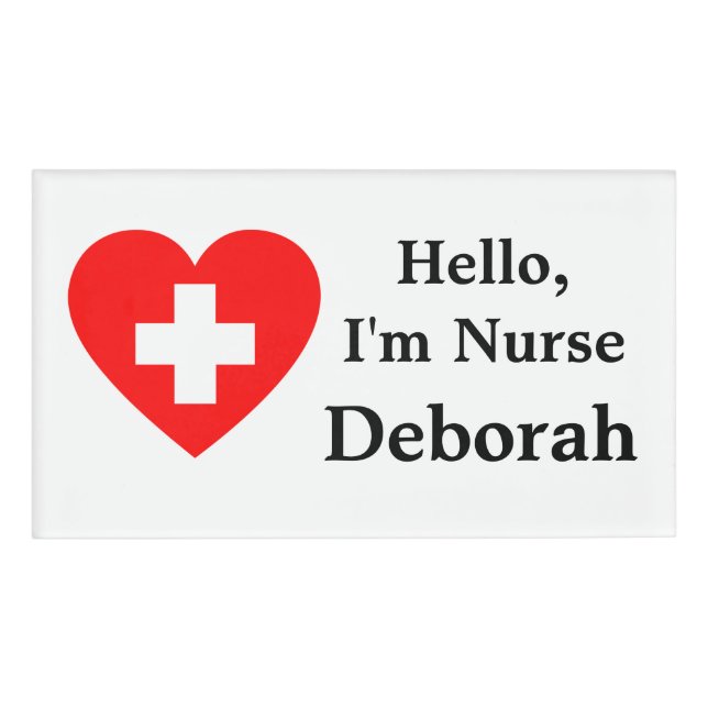 Personalised Hello, Im Nurse Name Tag (Front)