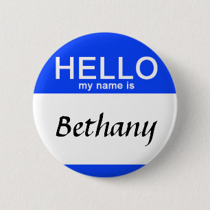 Personalised Hello My Name Is Custom Name Blue 6 Cm Round Badge