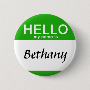 Personalised Hello My Name Is Custom Name Green 6 Cm Round Badge