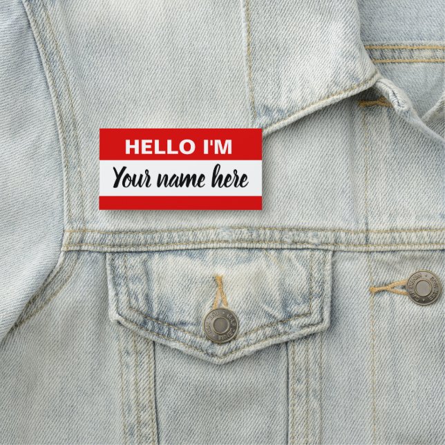 Personalised Hello my name is (red) Name Tag (In Situ)
