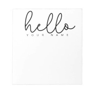 Personalised Hello Notepad Modern Minimal Simple