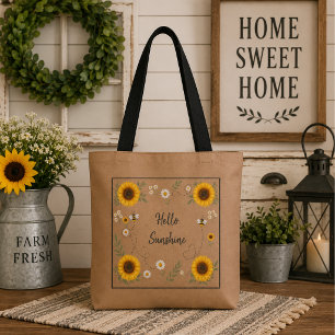 Personalised Hello Sunshine Sunflower Tote Bag