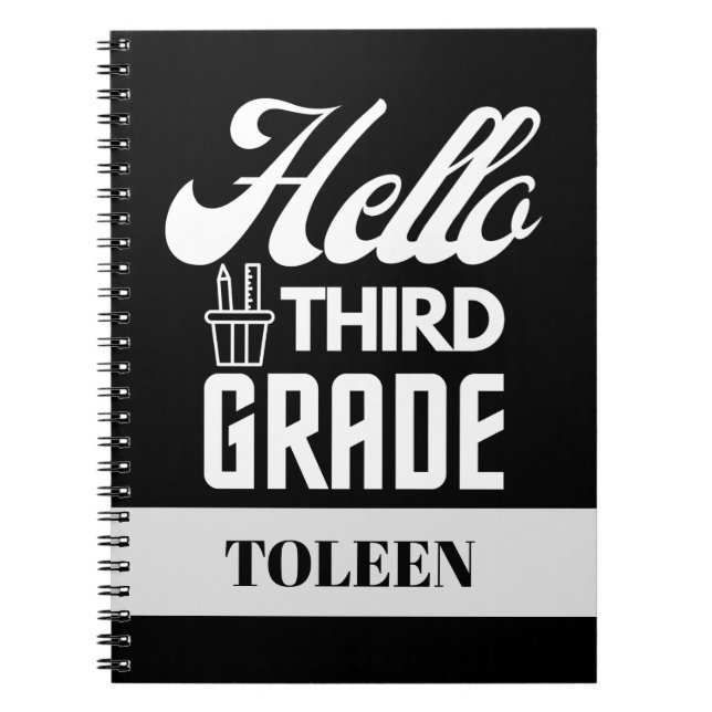 Personalised  Hello Third Grade                  Notebook (Front)