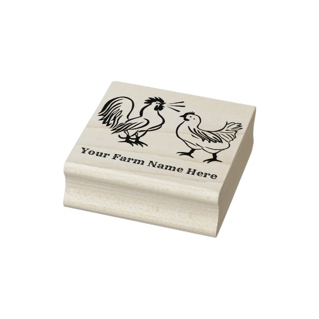 Personalised Hen and Rooster Chicken Farm Rubber Stamp (Stamp)