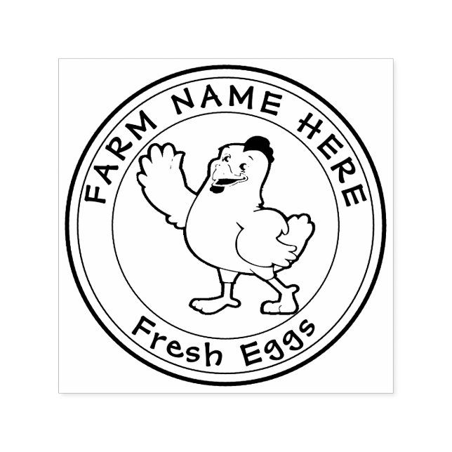 Personalised Hen Lays Eggs Fresh Family Farm Self-inking Stamp (Design)