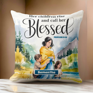 Personalised Her Children Rise Christian Women  Cushion