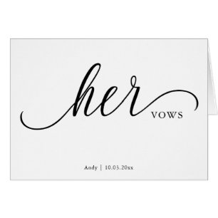 Personalised Her Vows Script Font Wedding Day Card