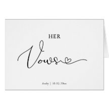 Personalised Her Vows Script Font Wedding Day Card
