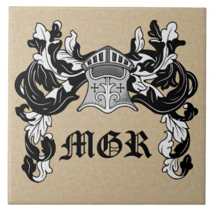 Personalised Heraldic Helmet and Mantle Black Tile
