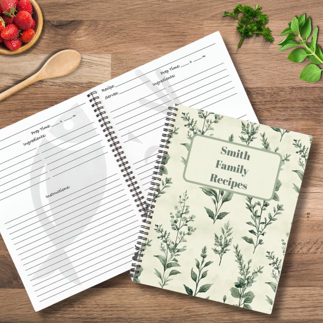 Personalised Herb Plant Pattern Family Recipe  Notebook (Creator Uploaded)