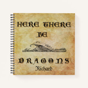 Personalised Here There Be Dragons Notebook