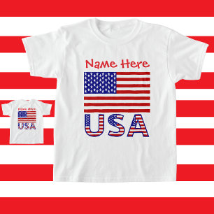 Personalised Heritage USA Flag Girls'  T-Shirt