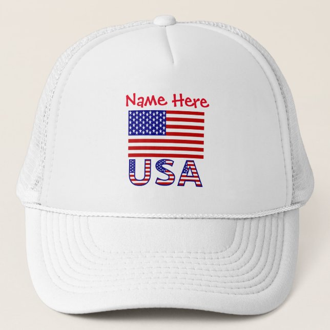Personalised Heritage USA Flag  Trucker Hat (Front)