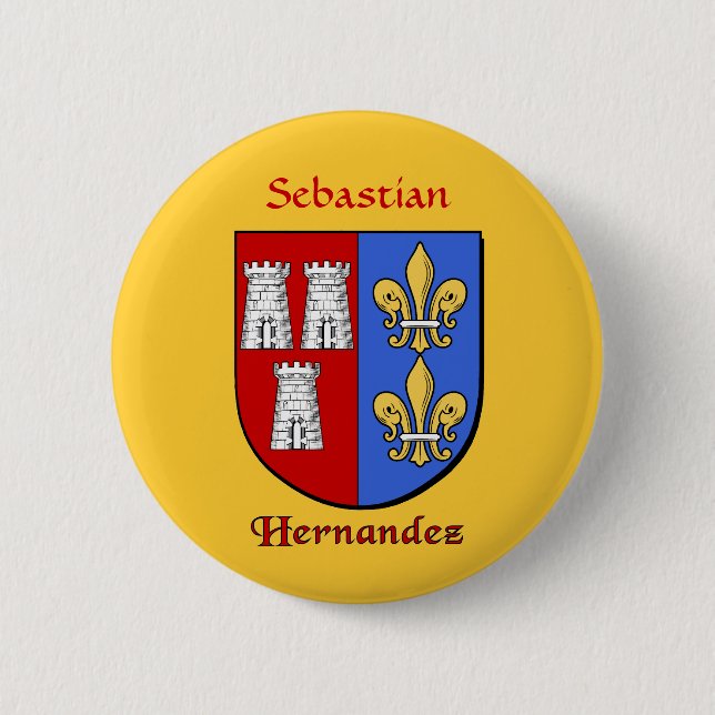 Personalised Hernandez Historical Shield 6 Cm Round Badge (Front)