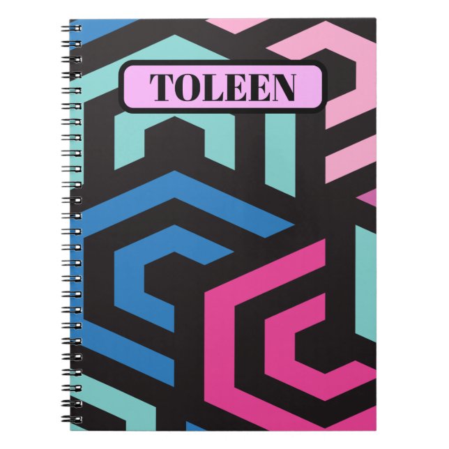 Personalised Hexagon Geometric Pattern           Notebook (Front)