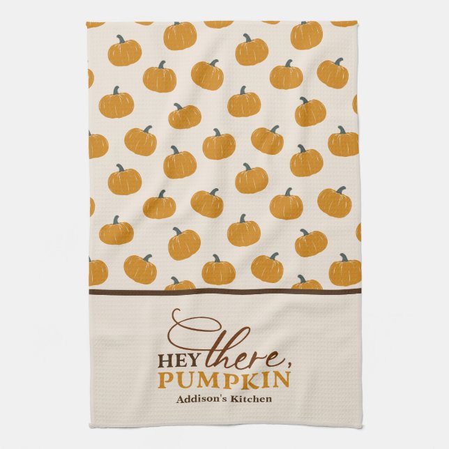 Personalised Hey There Pumpkin Apron Tea Towel (Vertical)