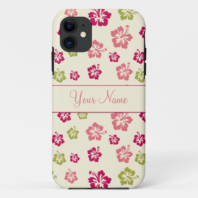 Personalised Hibiscus Flower Pattern  Case (Back)