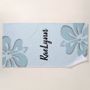 Personalised Hibiscus Flowers Beach Towel