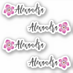 Personalised Hibiscus Name Label Stickers (Set of