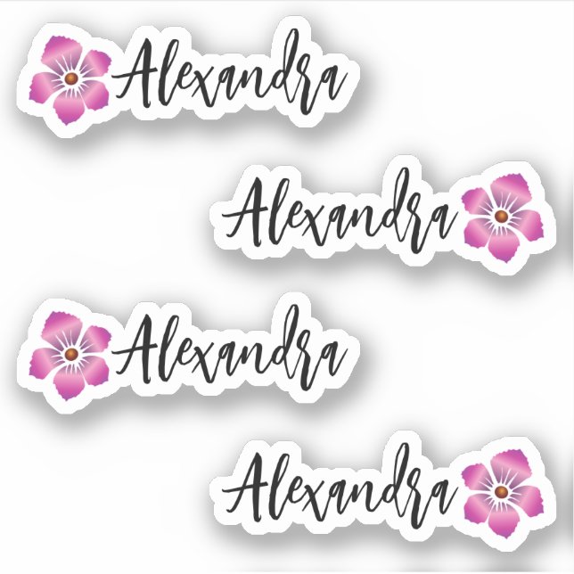 Personalised Hibiscus Name Label Stickers (Set of  (Front)