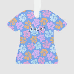 Personalised Hibiscus Pattern with Vacation Photo Ornament