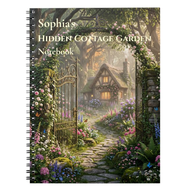 Personalised Hidden Cottage Garden Spiral Notebook (Front)