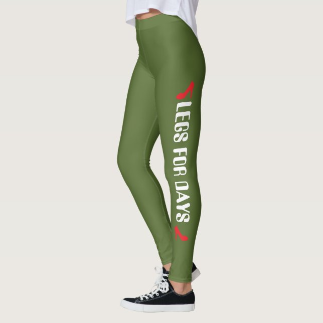 Personalised High Heel Quote Green Leggings (Left)