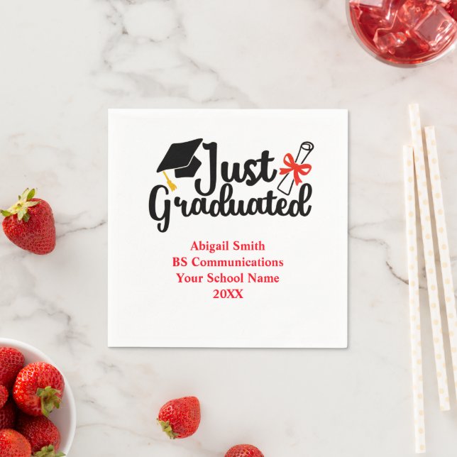Personalised High School College Red Black Napkins (Insitu)