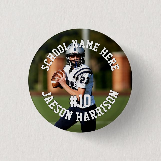 Personalised High School Football Player 3 Cm Round Badge (Front)