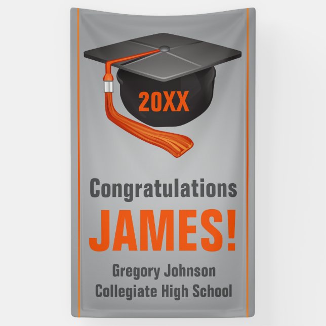 Personalised High School Graduation Banner Cap (Vertical)