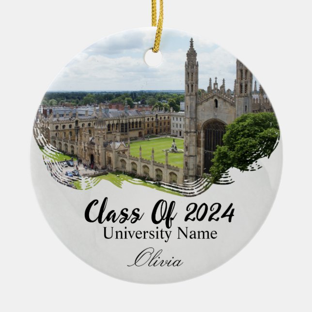 personalised high school graduation  ceramic tree decoration (Front)