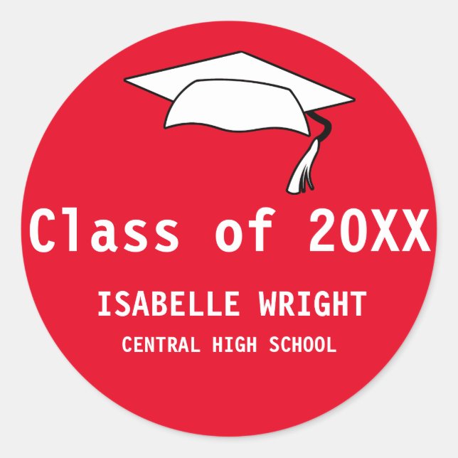 Personalised High School Graduation Sticker Red (Front)