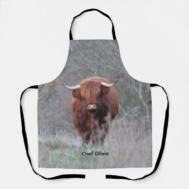 Personalised Highland Cow Apron (Front)