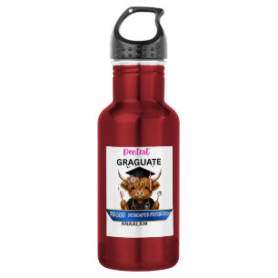 Personalised Highland Cow Dental Hygienist Graduat 532 Ml Water Bottle